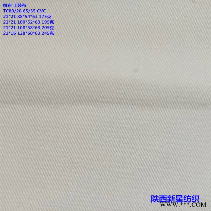 涤棉T/C80*20 21*21 88*54 63寸160cm细帆布白布坯布 手提购物袋工装布帐篷布箱包布图4