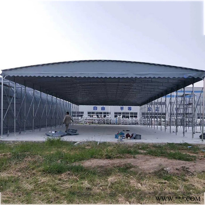 建筑施工遮雨篷 篮球场收缩推拉雨棚 室外大型活动帆布遮雨棚图5