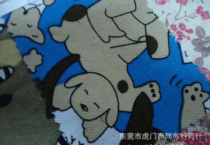 全棉帆布印花 帆布卡通印花 箱包用帆布印花布图3