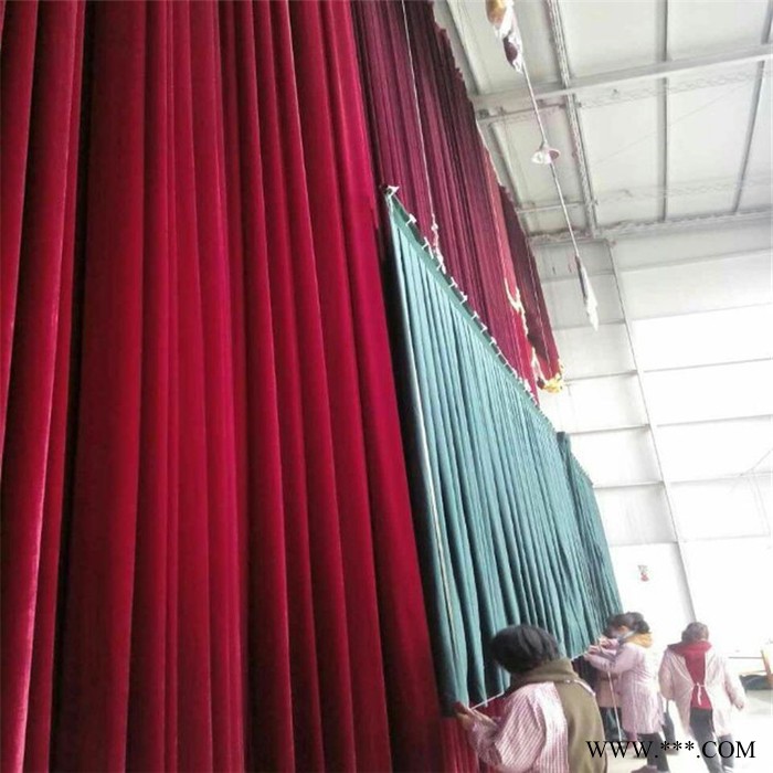 加厚金丝绒布料加工定做舞台红色幕布婚庆会议背景布电动黑幕布 舞台幕布图1
