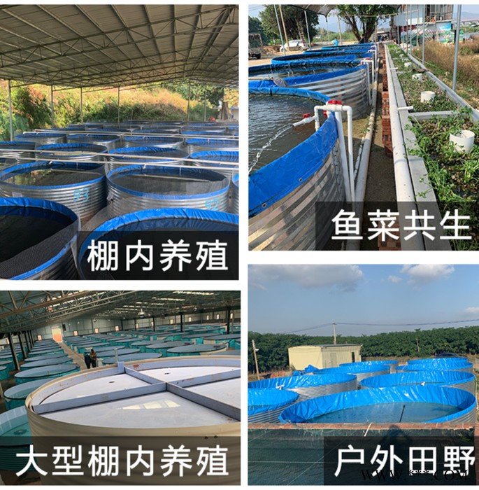 帆布水池养殖高密度水池鱼池刀刮布水池厂家尺寸定做圆形铁桶镀锌板支架整套图3
