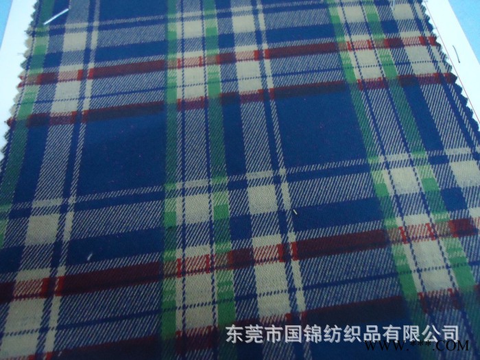 全棉130*80直贡/锻纹印格子面料 无弹缎纹印花布 弹力印