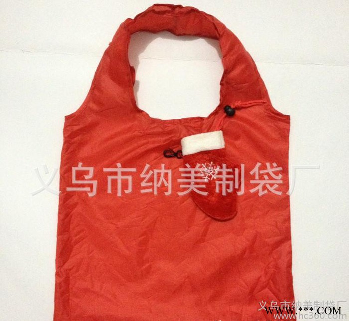 圣诞毛绒布手套造型折叠购物袋 节庆个性毛绒布礼品 多款可选