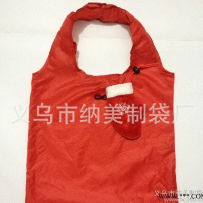 圣诞毛绒布手套造型折叠购物袋 节庆个性毛绒布礼品 多款可选