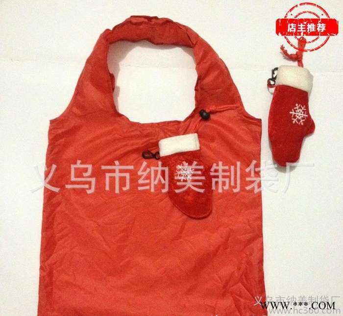 圣诞毛绒布手套造型折叠购物袋 节庆个性毛绒布礼品 多款可选图2