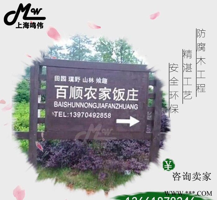 防腐木广告牌碳化木宣传栏 景区导向牌 实木指示牌图2