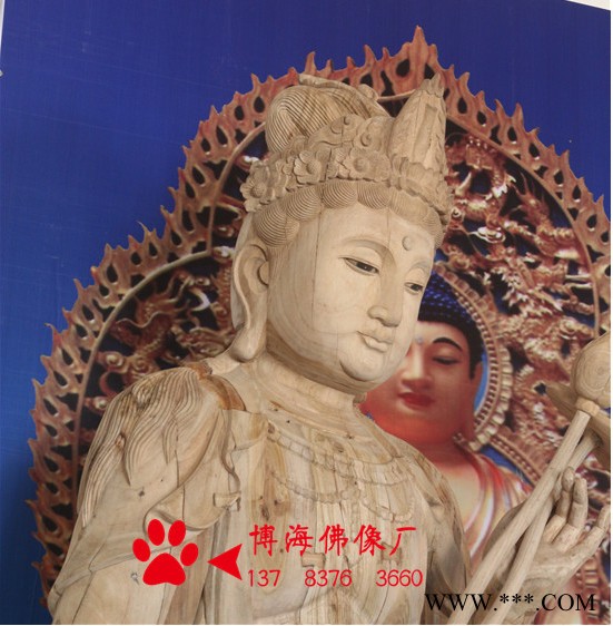 木雕佛像神像 一佛两弟子 全堂佛 香樟木雕刻供桌牌匾 佛龛 大型佛像神像图4