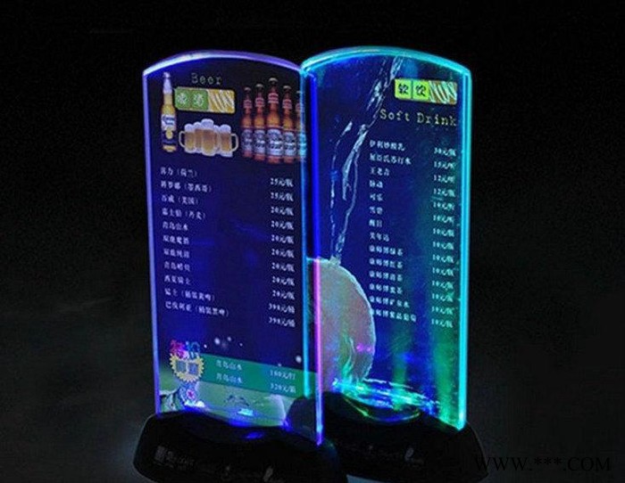 定做酒吧发光台卡 台牌LED 菜牌餐牌酒水牌菜单桌牌 展示牌图2
