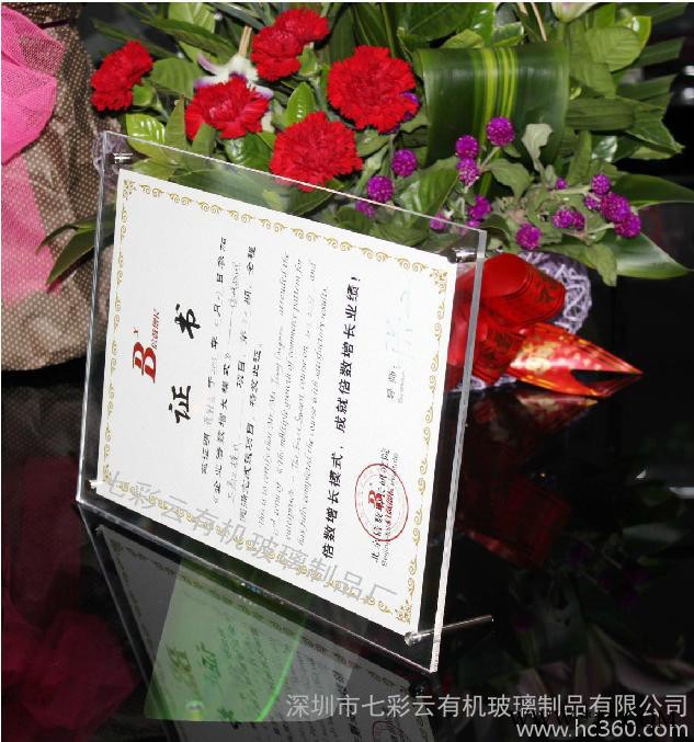 供应亚克力相框 创意6寸A4证书框 水晶相架 透明桌牌 可订做图3