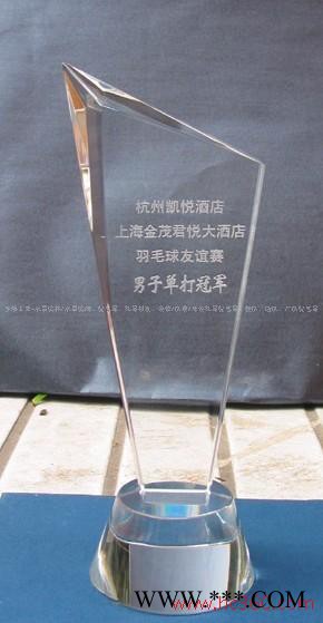 供应梦焕山西水晶奖杯，年终羽毛球比赛奖杯，羽毛球奖杯定制，羽毛球比赛奖杯图4