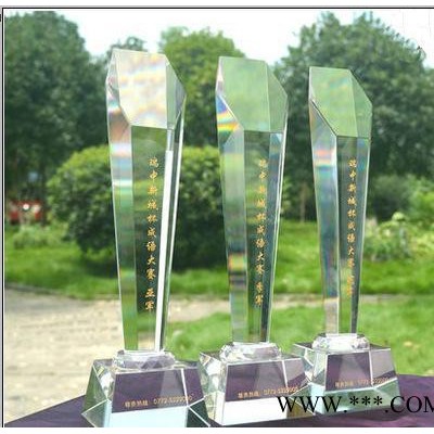 水晶奖杯 水晶六角斜面柱奖杯 水晶奖杯定制 奖杯