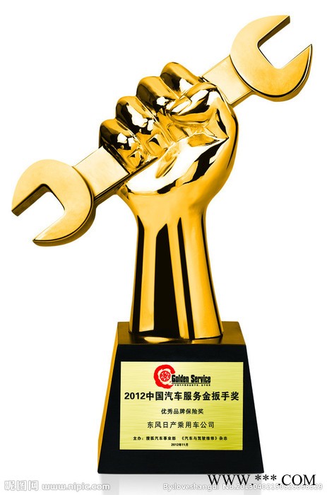 供应合金大扳手奖杯，汽车技能比赛奖杯，大众金扳手奖杯，合金扳手奖杯图1