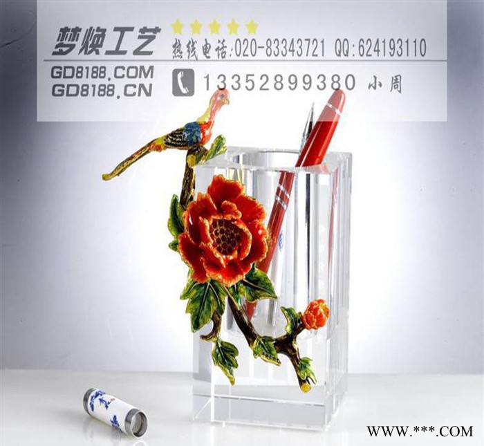 定制水晶笔筒，广州陶瓷鸟笔筒，广州鲁班奖杯，同学会纪念品定制图2