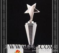 水晶五角星奖杯，金属奖杯，深圳工厂定做水晶图2