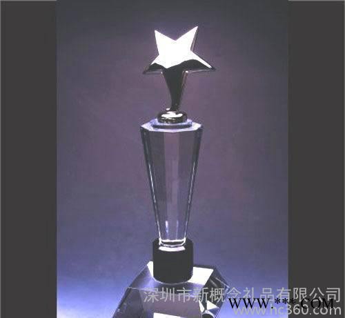 水晶五角星奖杯，金属奖杯，深圳工厂定做水晶图3
