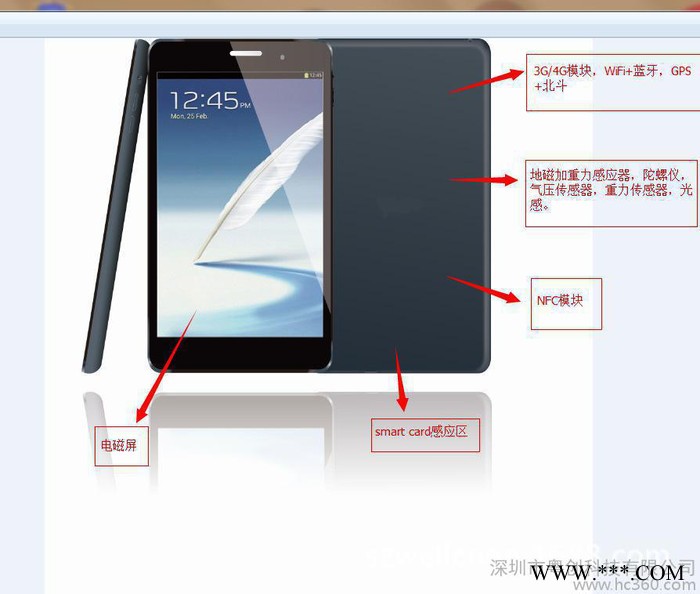 带电磁笔、NFC、GPS、北斗导航、3G平板电脑，电子书包，二代身份证读卡器