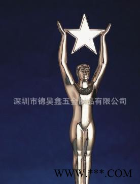 承接锌铝合金压铸加工开模 定制金属奖杯 抽象人物海鸥奖杯图2