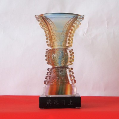 供应雅菲琉璃琉璃工艺品 琉璃艺术摆件 琉璃蒸蒸日上 琉璃奖杯 琉璃艺术品