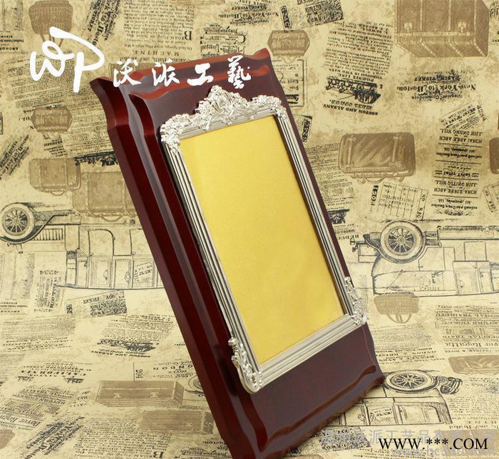 批量定做金属边框奖牌 实木金箔经销加盟授权荣誉证书纪念品摆件图1