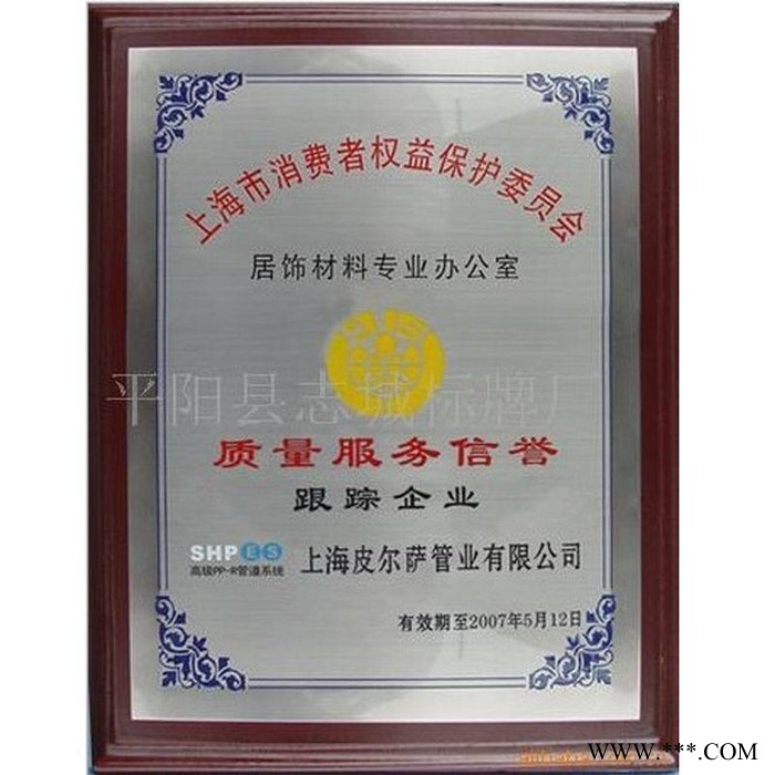 专业几何形状花框授权牌  浙江志城拉丝奖牌图3
