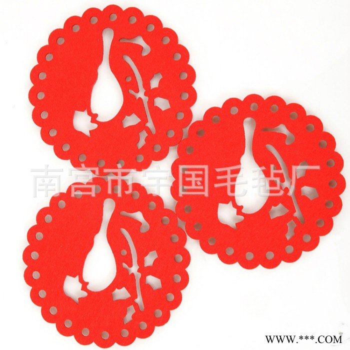 彩色无纺布毛毡杯垫隔热垫 镂空水果鸟类 可按需定制图2
