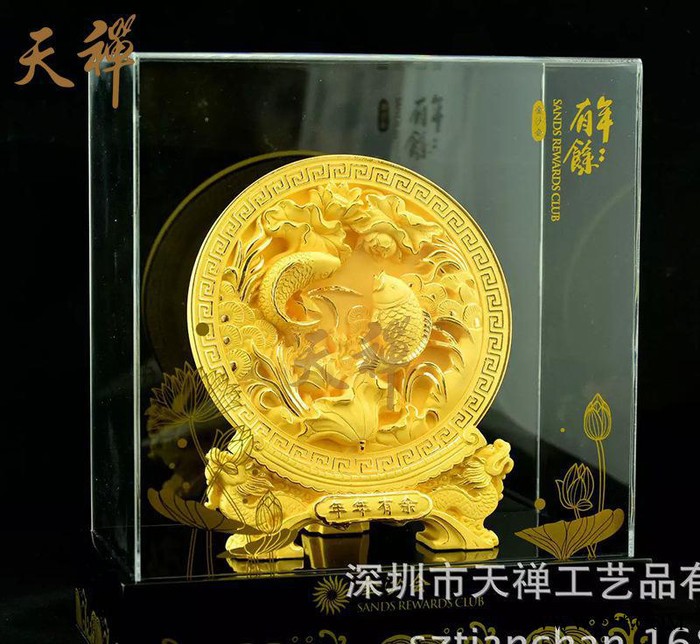 绒沙金奖牌奖盘制作 鸡年工艺品摆件  送经销商创意摆件纪念礼品图2