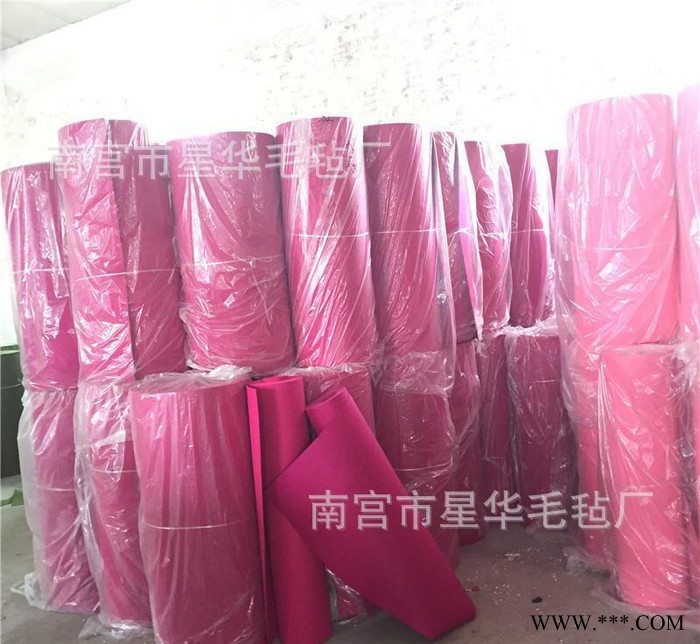 工厂彩色化纤毡 玫红色无纺布 红色无纺布 黄色无纺布图2