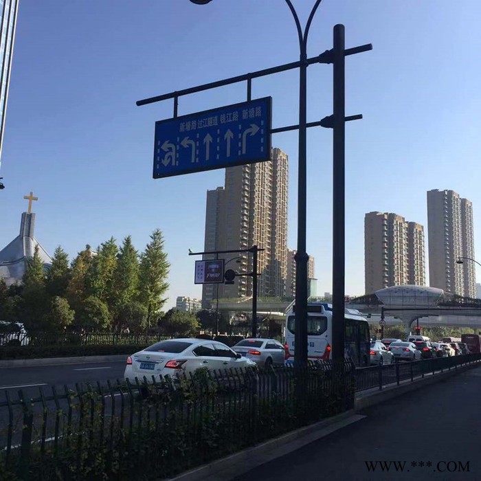 大妙光M388供应浙江杭州标志牌杆件 框架型标志标牌灯杆 上方下圆信号灯灯杆 交通安全红绿灯杆图7
