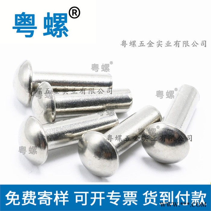 半圆头铆钉中山实心敲击式蘑菇头标牌铆固钉M2M2.5 粤螺薄头螺丝图2