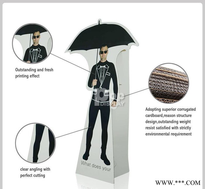 个性人形纸展示广告牌  雨伞促销纸立牌  落地式宣传纸展示牌图3