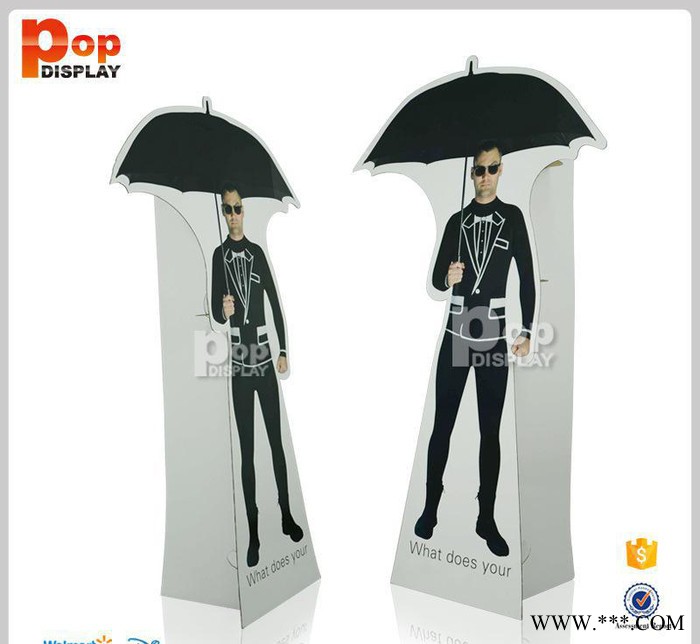 深圳专业设计人形纸展示广告牌  超市雨伞促销纸质立牌货架图2