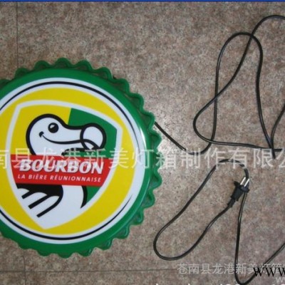 酒瓶盖子灯箱，BOURBON外贸出口灯箱定制，挂壁式广告牌