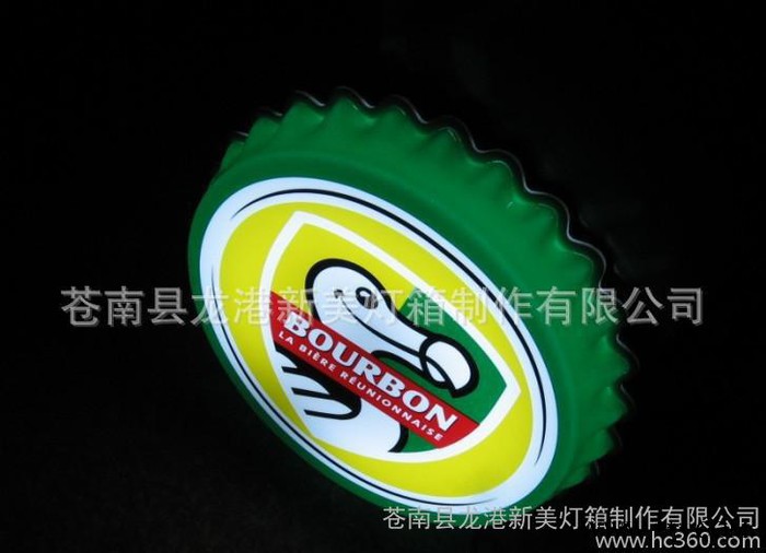 酒瓶盖子灯箱，BOURBON外贸出口灯箱定制，挂壁式广告牌图3