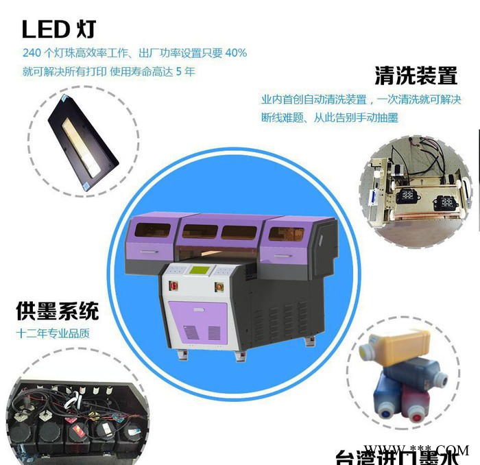 深圳标牌uv平板打印机 瓷砖彩色喷绘机 亚克力上色设备图3