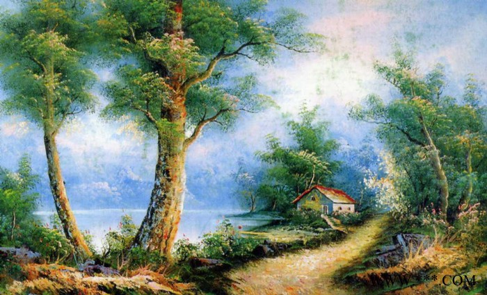 装饰画油画工艺画壁画手绘油画山水画风景油画挂画字画图1