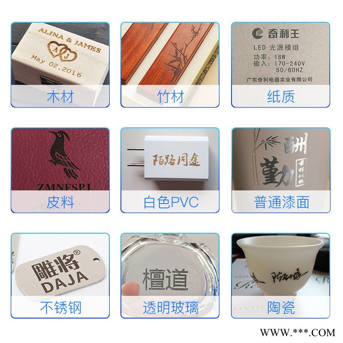 雕将D3 大功率定焦10W小型激光雕刻机微型打标机迷你刻字机家用切割机 可雕刻不锈钢、金属漆面、木材、竹材、塑胶、皮革、图5