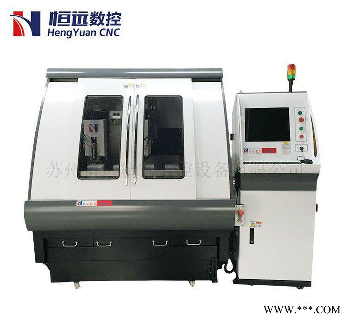 BM80-2玻璃雕刻机 双头带AT机械手 自动上下料玻璃雕铣机 恒远数控CNC玻璃精雕机