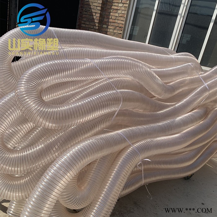 PU透明钢丝软管 木工雕刻机开料机吸尘管 钢丝伸缩软管 厂家批发图4