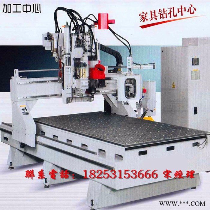 供应1325数控排钻开料机 板式家具雕刻机生产线 家具浮雕花 办公家具下料打孔图8