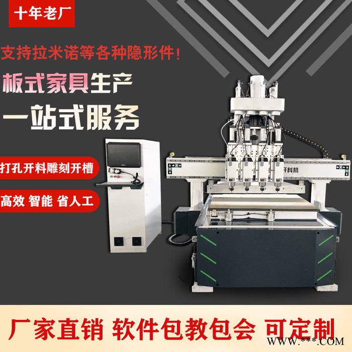 **1325四工序数控开料机打孔开槽雕刻机亚兴茂木工机械设备可定制图3