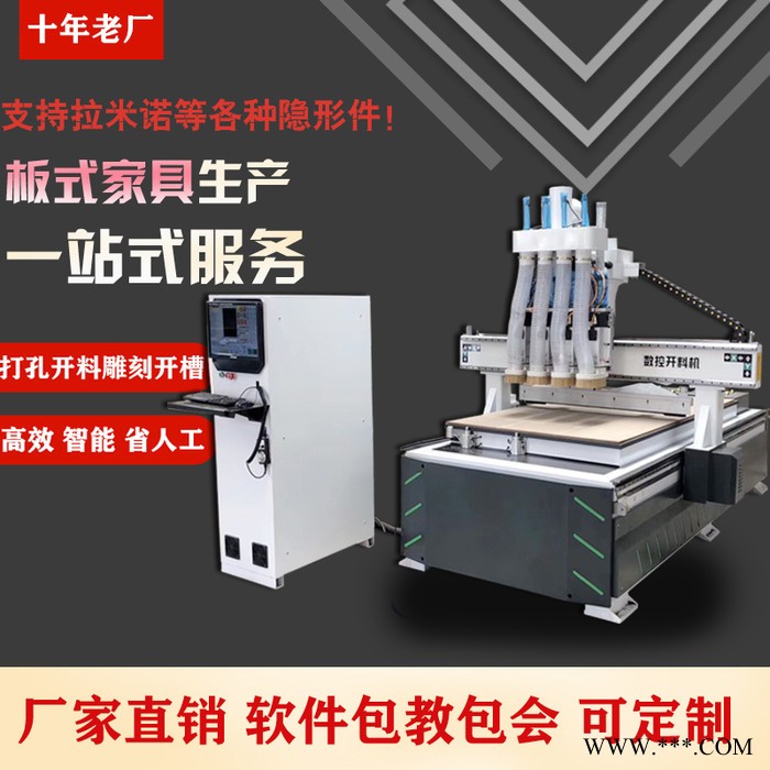 **1325四工序数控开料机打孔开槽雕刻机亚兴茂木工机械设备可定制图2