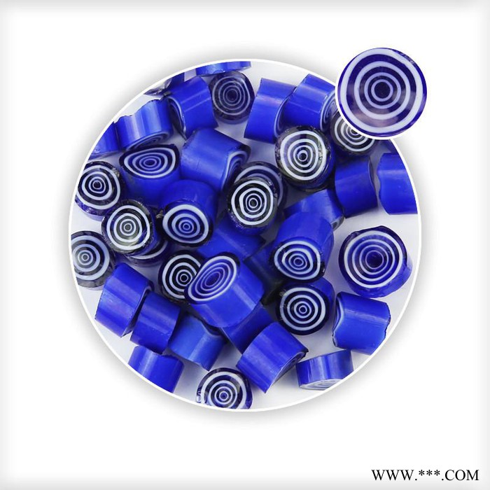 曼德1707006-2-7DIY工具 激光切割机不锈钢500克装热熔玻璃切块蓝色大圈图案微波窑炉玻璃图8