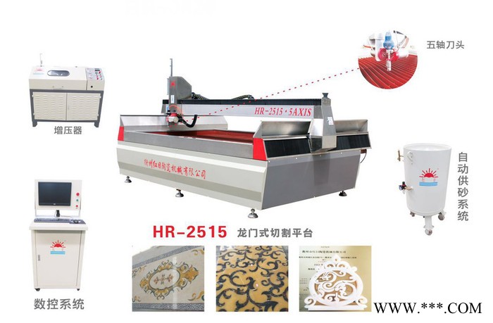 红日HR2515龙门式水切割机（五轴）  大理石拼花数控水切割机 龙门水切割机水刀图2