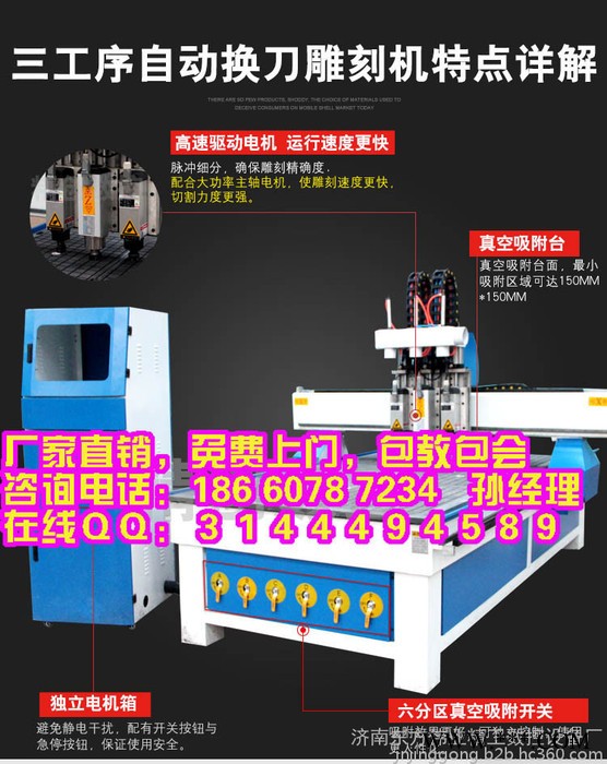 东方伟业1325小型木工雕刻机 立体数控全自动浮雕雕刻机 亚克力石材木头电脑切割机图1