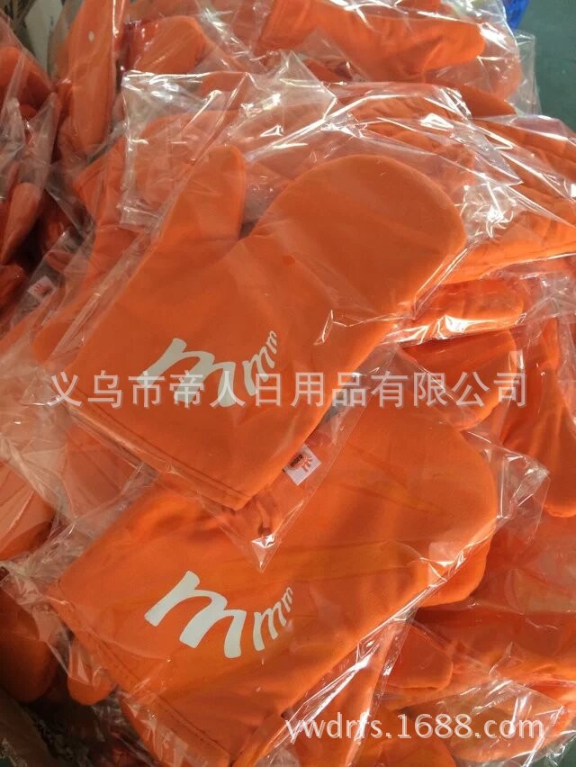 帆布桔红微波炉手套