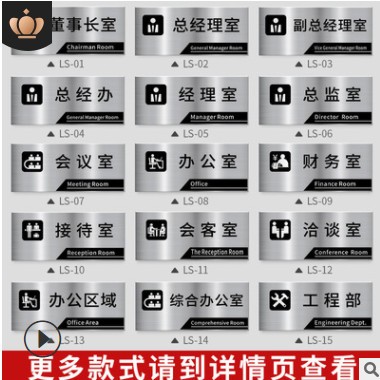 办公室门牌不锈钢公司科室牌部门企业单位总经理室会议室标识牌子图2