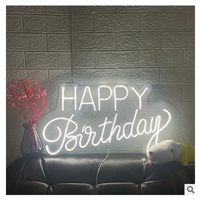 跨境电商亚马逊爆款 亚克力霓虹灯happy birthday生日快乐灯牌