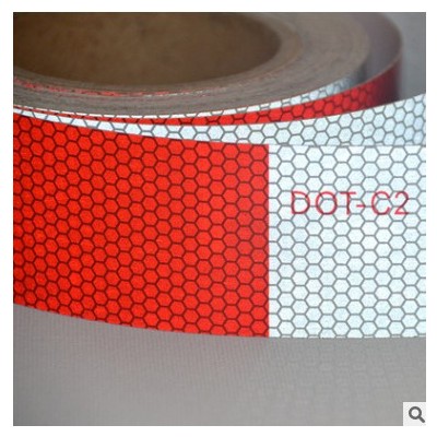 正品DOT-C2红白车贴 高强级蜂窝 货车年检车贴 欧美车用厂家直销