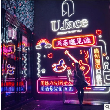 工厂直供霓虹灯发光字设计LED灯带广告牌酒吧装饰灯网红墙灯箱