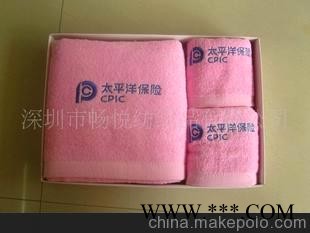 广告礼品毛巾，全棉素色平织套巾，绣花毛巾图1